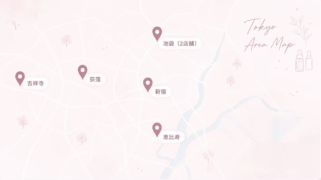 Bambishの店舗エリアを示す地図イメージ